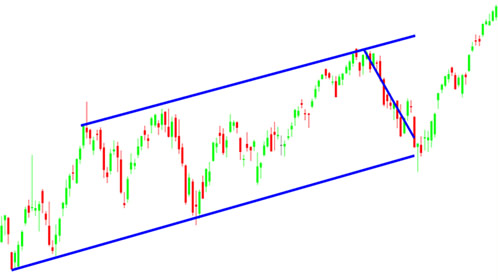 a hammer appears at the support line of the uptrend